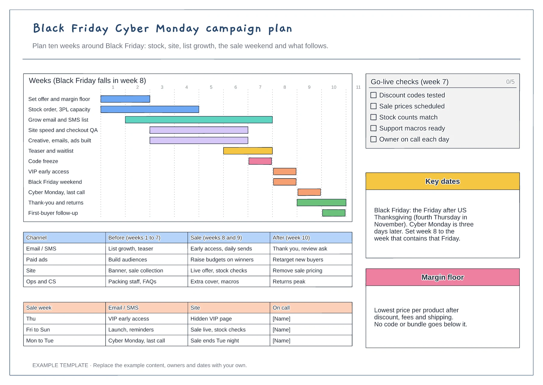 Black Friday campaign plan template preview