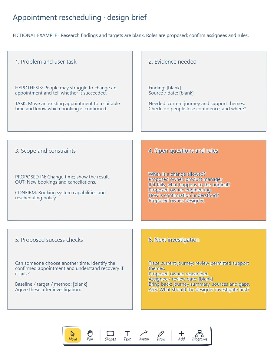 One-page design brief template preview
