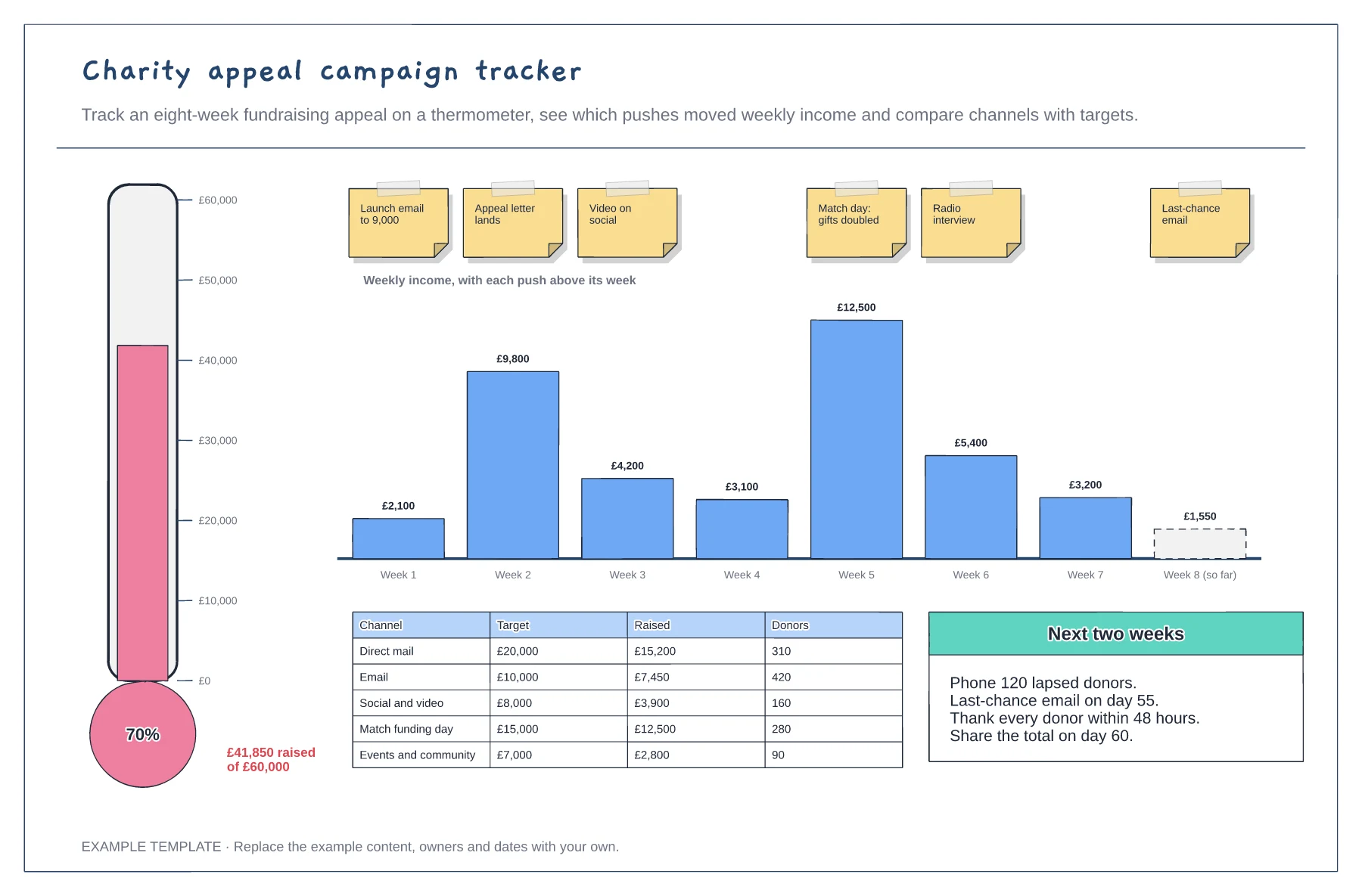 Charity appeal campaign tracker template preview
