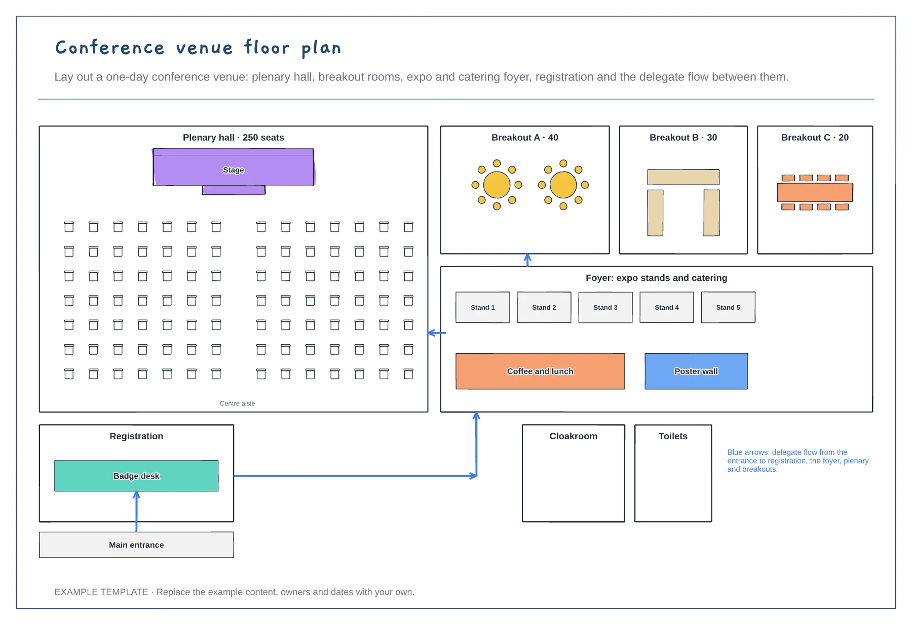 Conference venue floor plan template preview