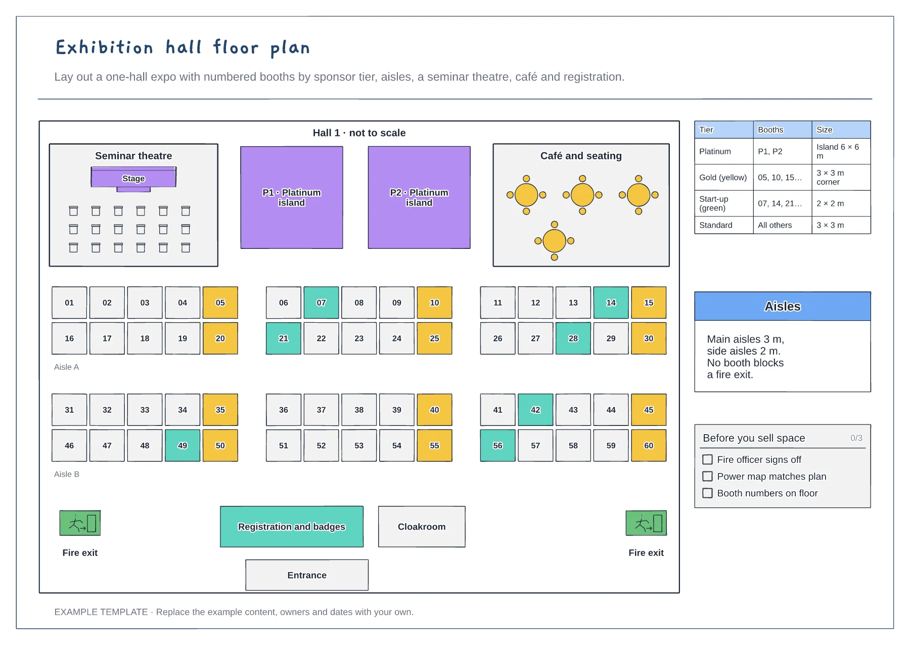 Exhibition hall floor plan template preview