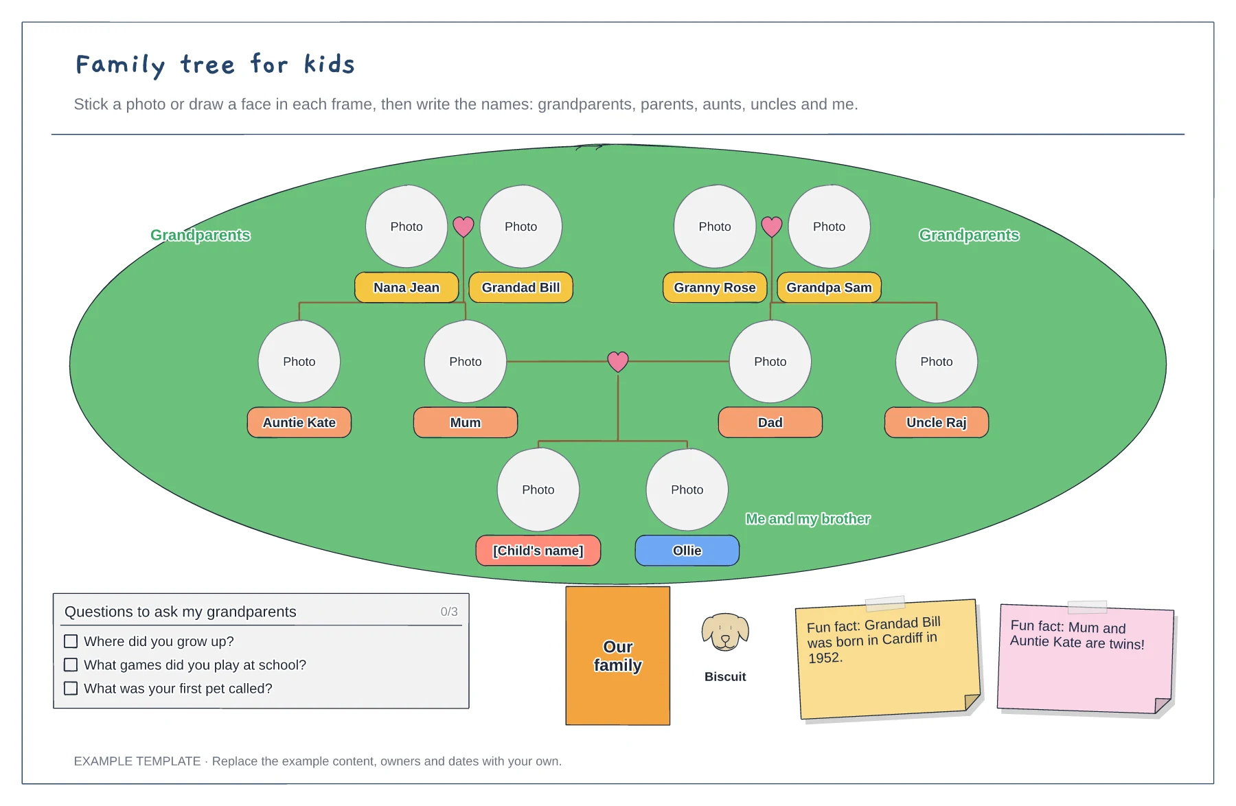 Family tree for kids template preview