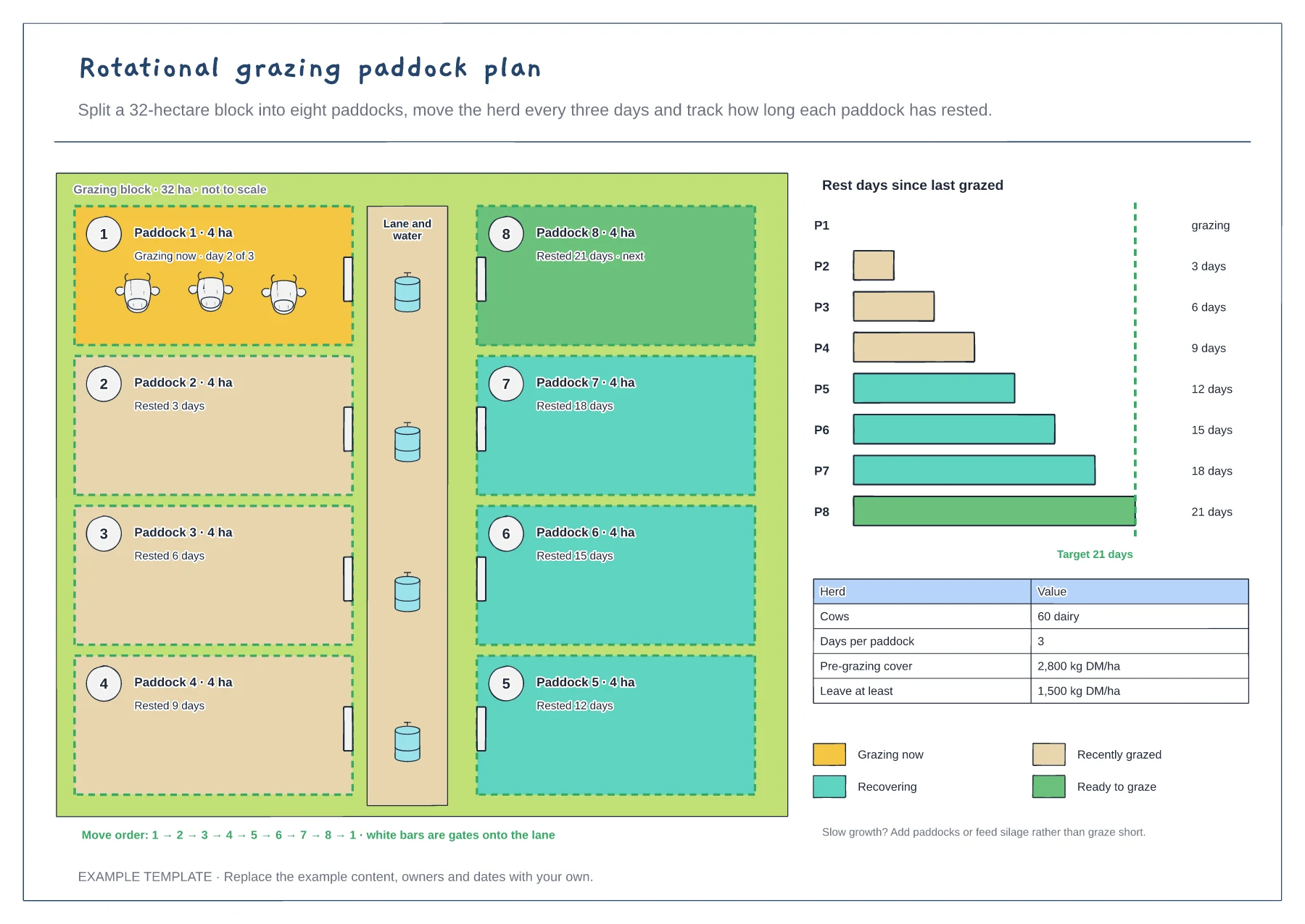 Rotational grazing paddock plan template preview