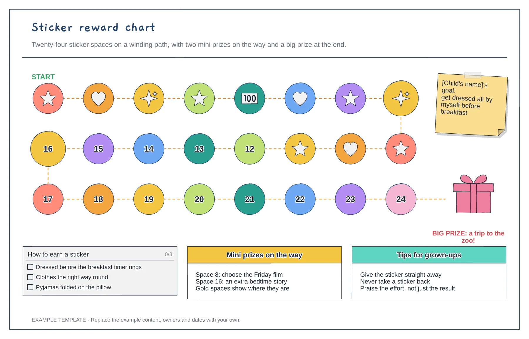 Sticker reward chart template preview