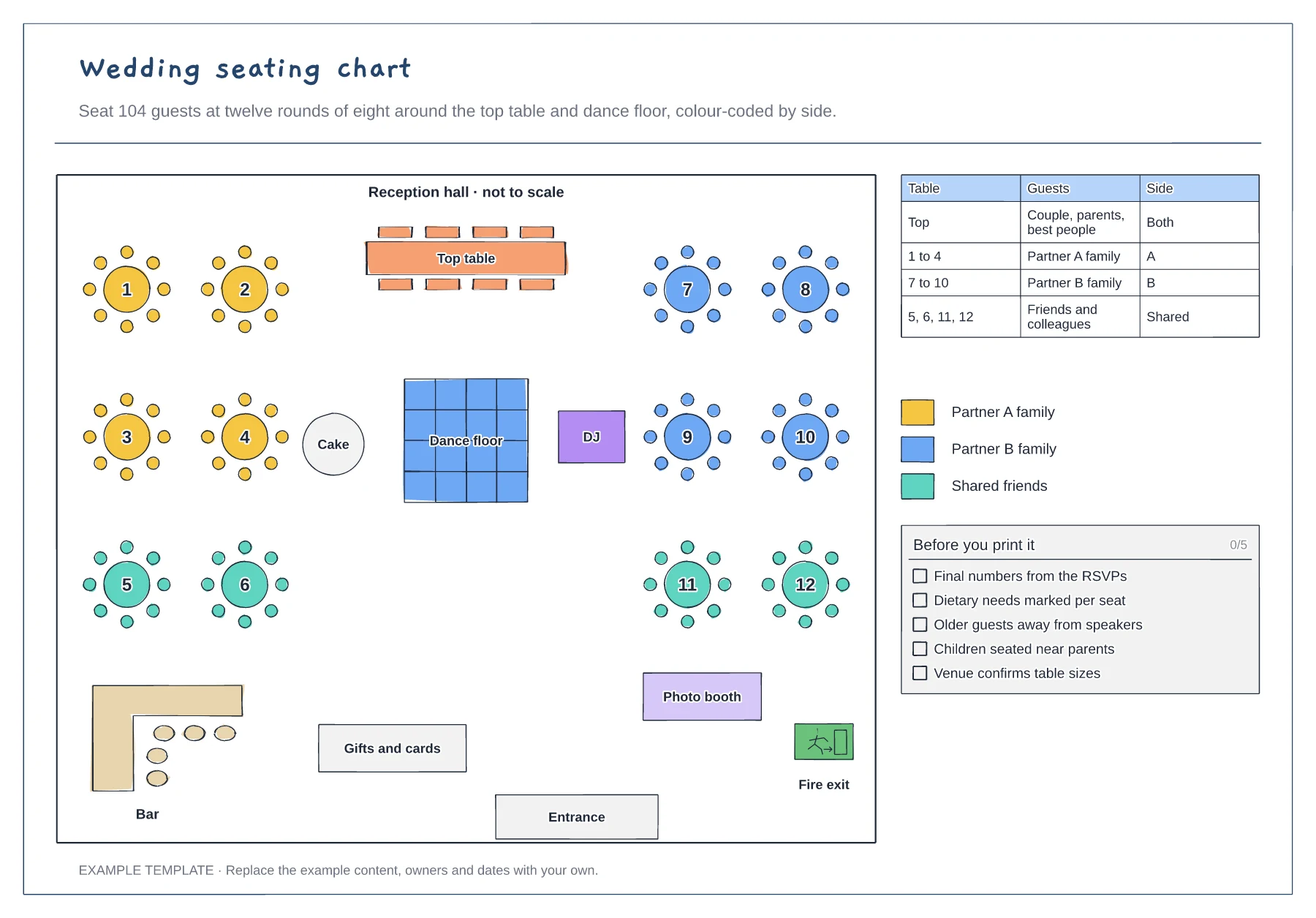 Wedding seating chart template preview